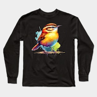 Watercolor Carolina Wren Long Sleeve T-Shirt